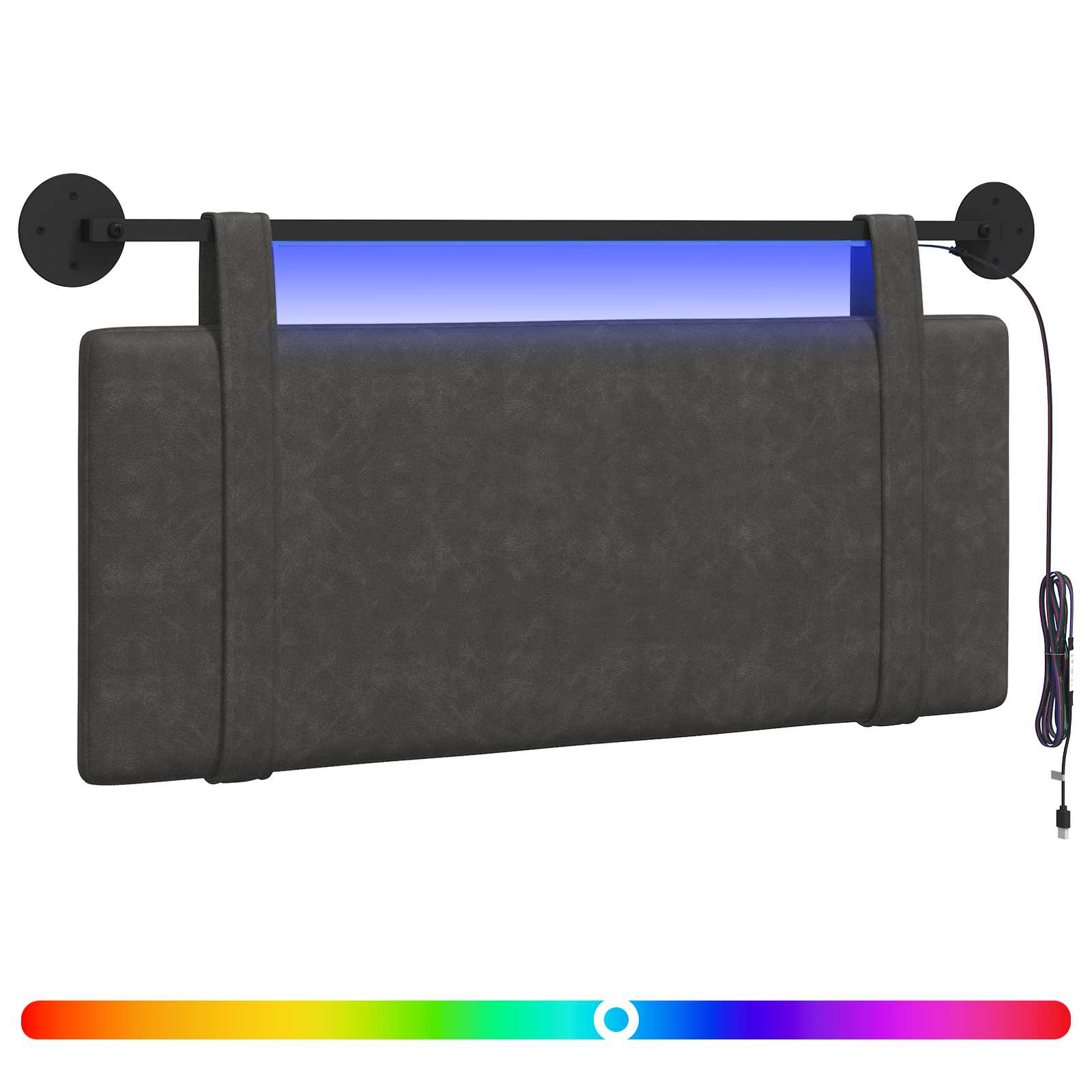 Hängendes Kopfteil Mit LED Licht Schwarz Antikes PU