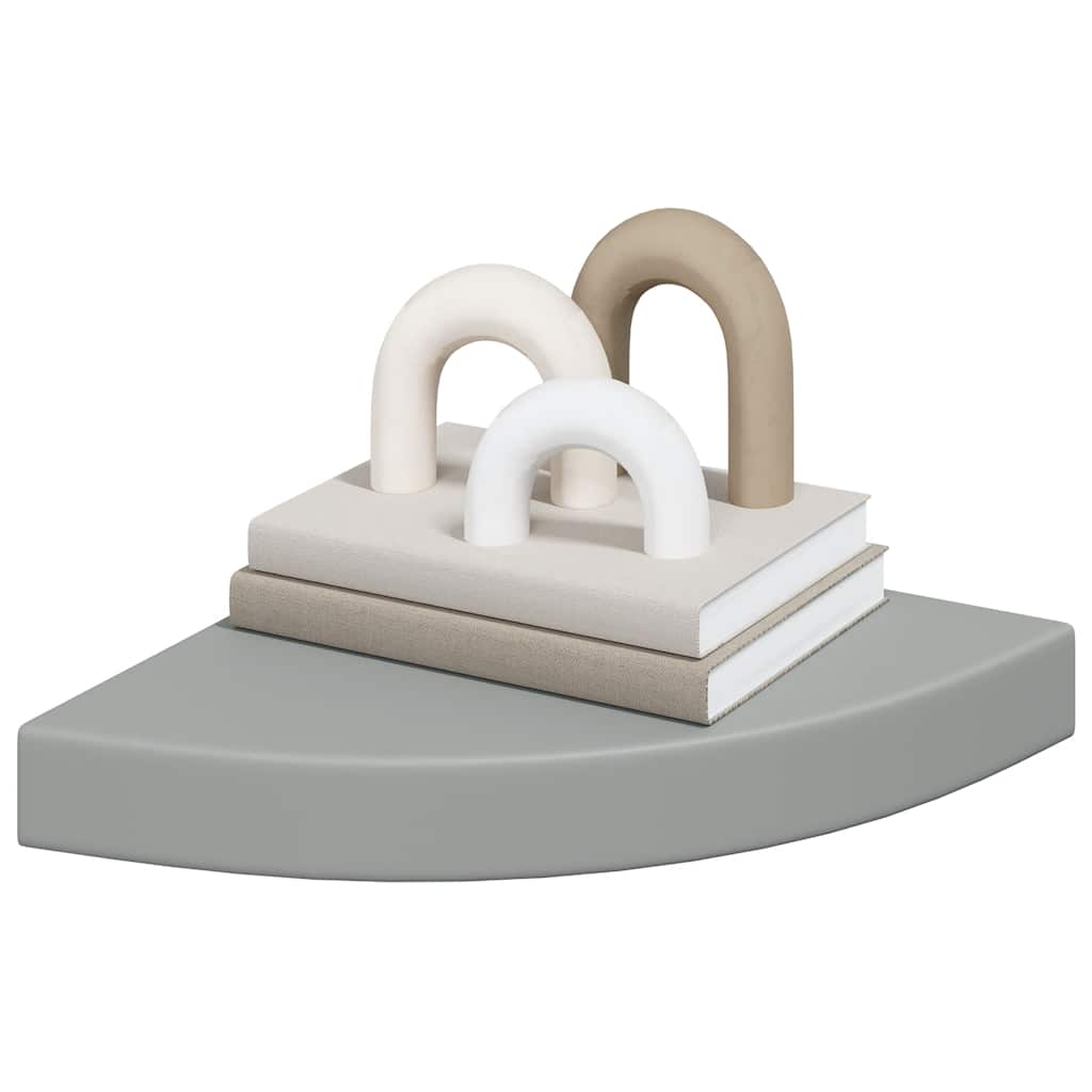 Schwebende Eckregale 2 Stk. Hochglanz-Weiß 25x25x3,8 cm MDF