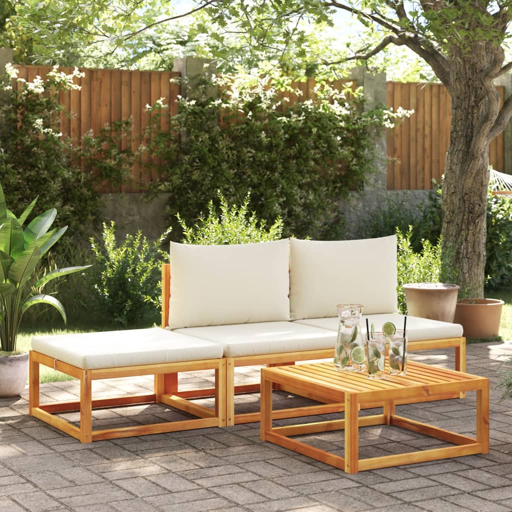 6-tlg. Gartensofa-Set mit Kissen Holz Akazie & Seil