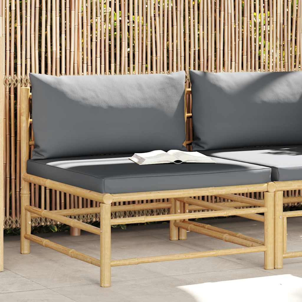 3-tlg. Garten-Lounge-Set mit Kissen Bambus