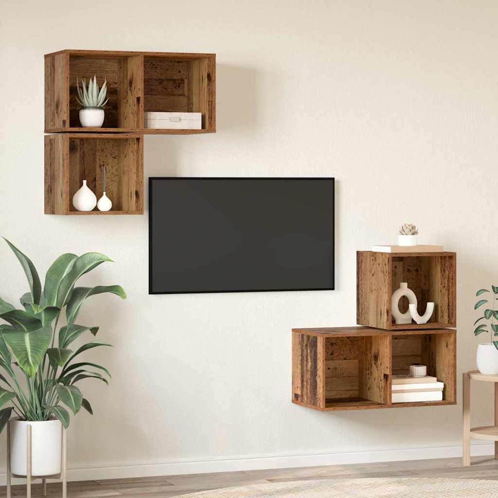 4-tlg. TV-Schrank-Set Weiß Holzwerkstoff