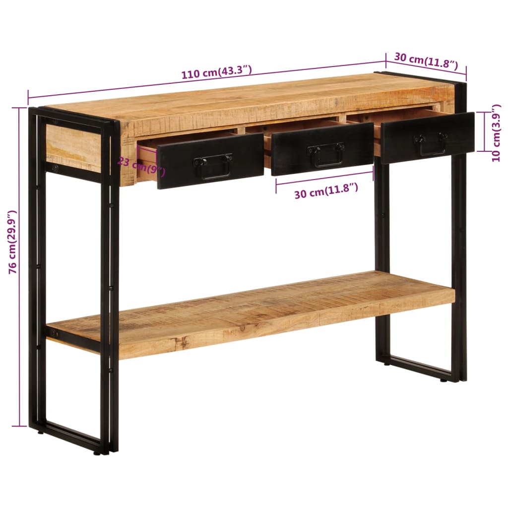 Konsolentisch 110x30x76 cm Altholz Massiv