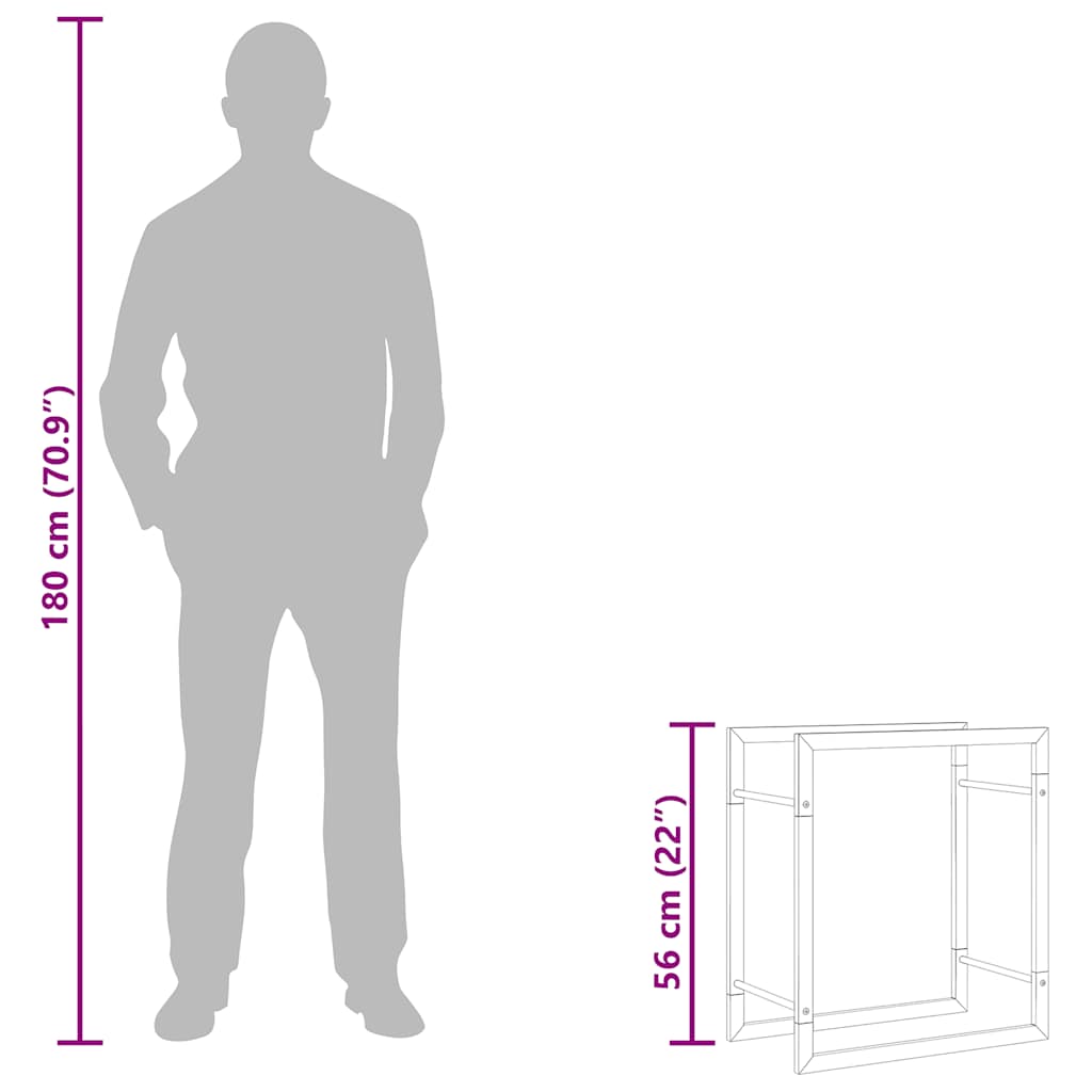 Brennholzregal 50x28x94 cm Edelstahl