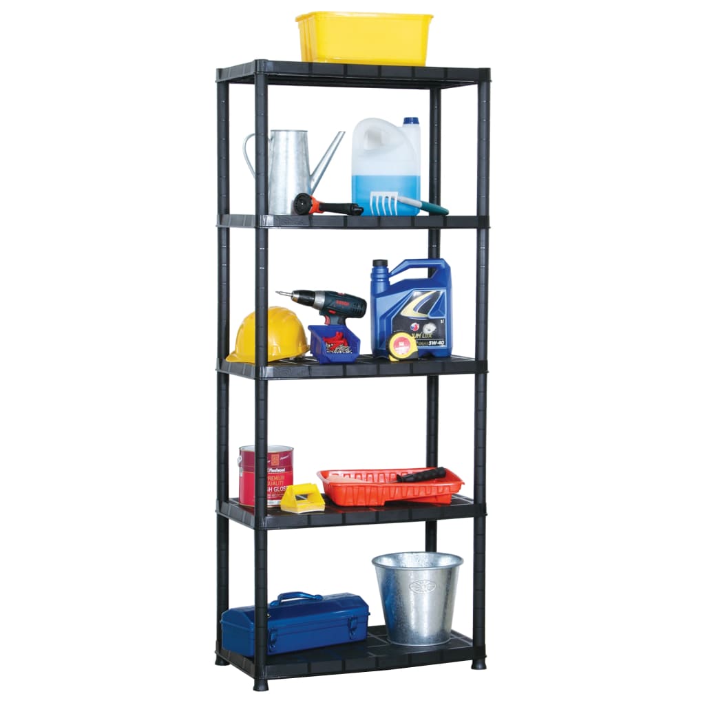 Lagerregal 4-Tier Schwarz 61x30,5x130 cm Kunststoff
