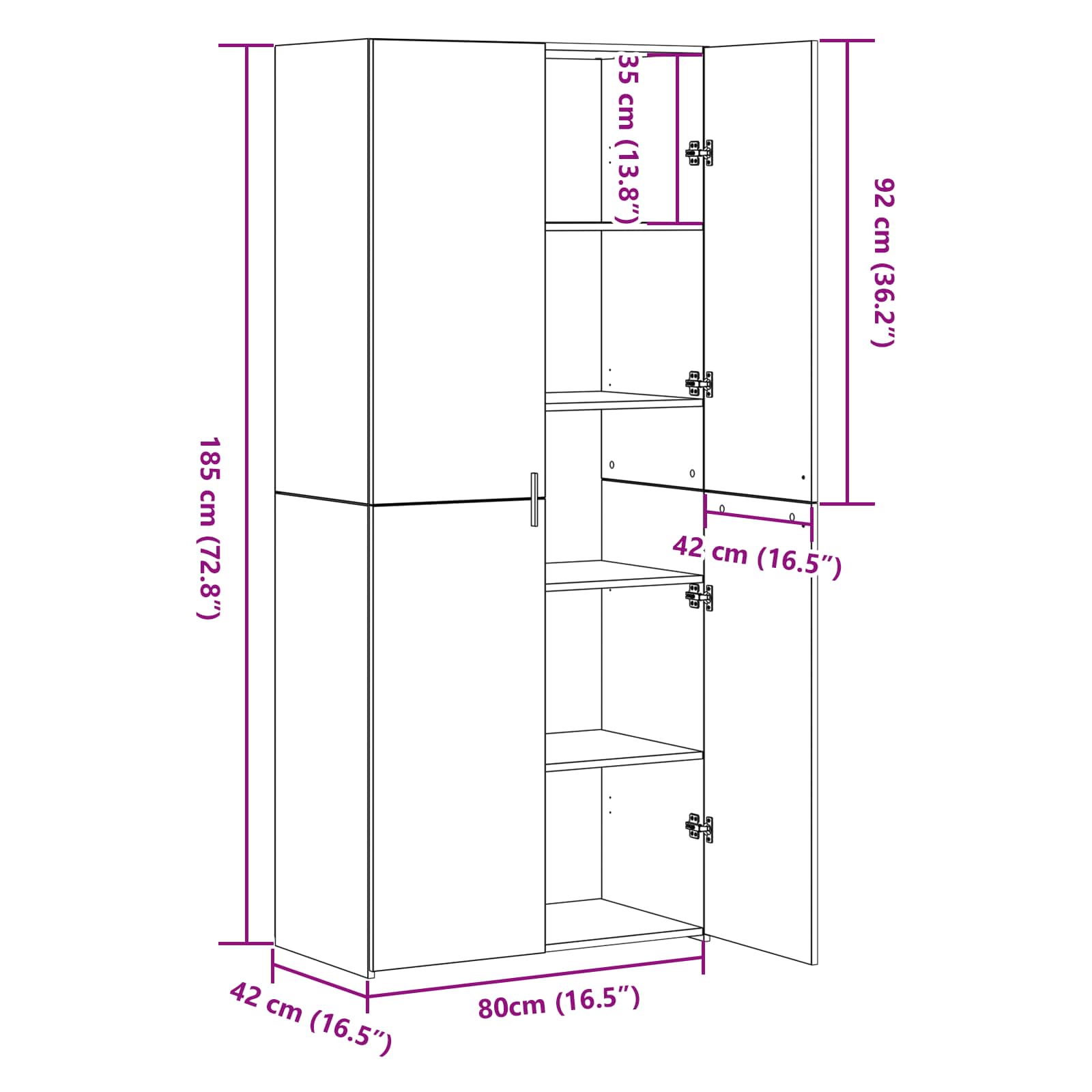 Highboard 2 pcs Artisan-Eiche 80 x 42 x 185 cm