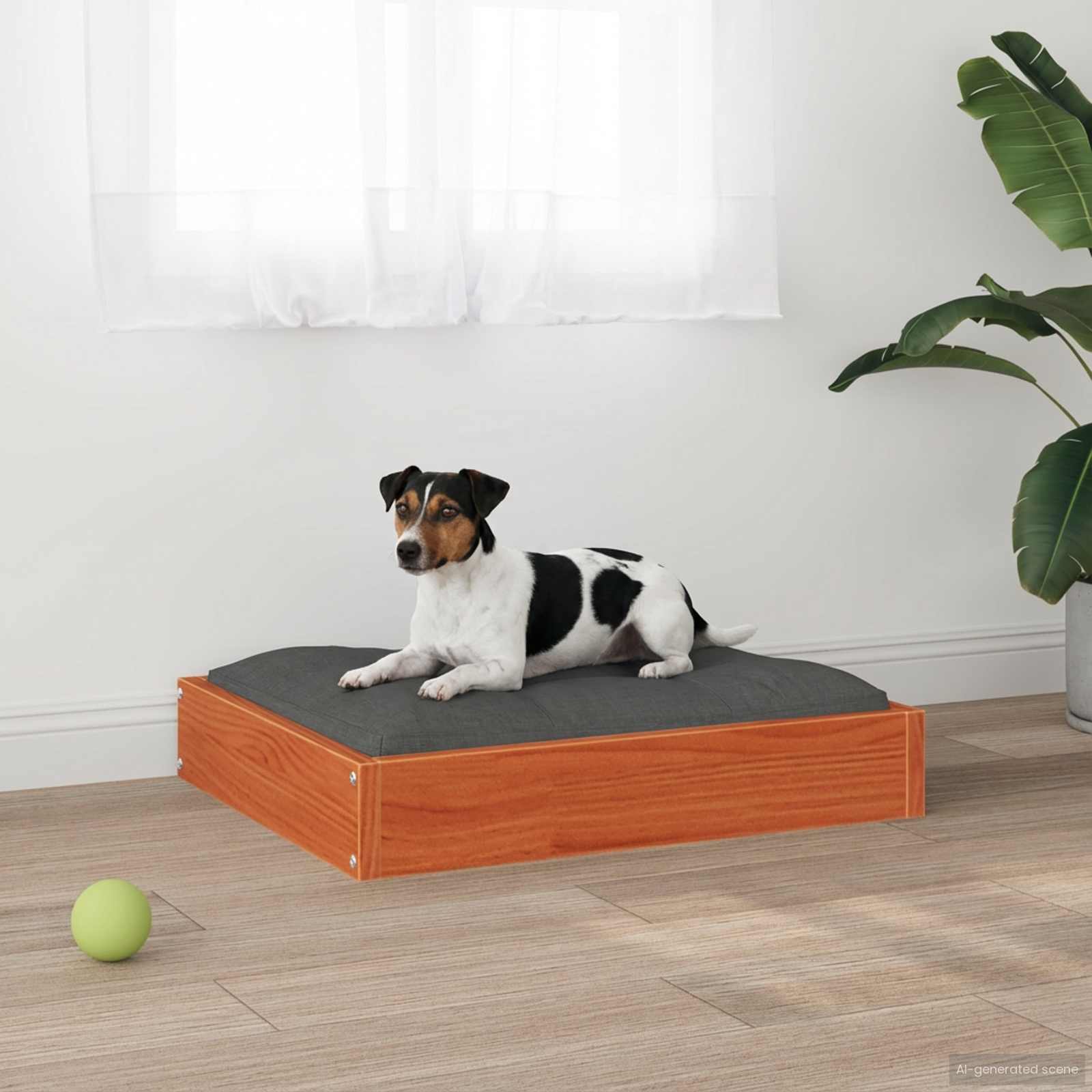 Hundebett 51,5x44x9 cm Massivholz Kiefer
