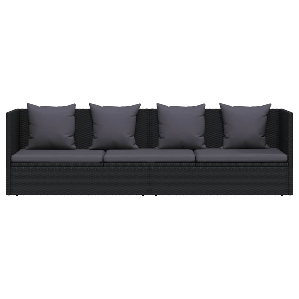 Garten-Sofabett 200x60 cm Poly Rattan Grau
