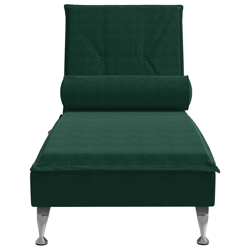 Massage-Chaiselongue mit Nackenrolle Hellgrau Samt