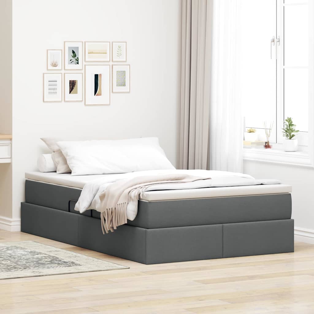 Aufbewahrungsbett mit Matratze Hellgrau 90 x 190 cm Polyester