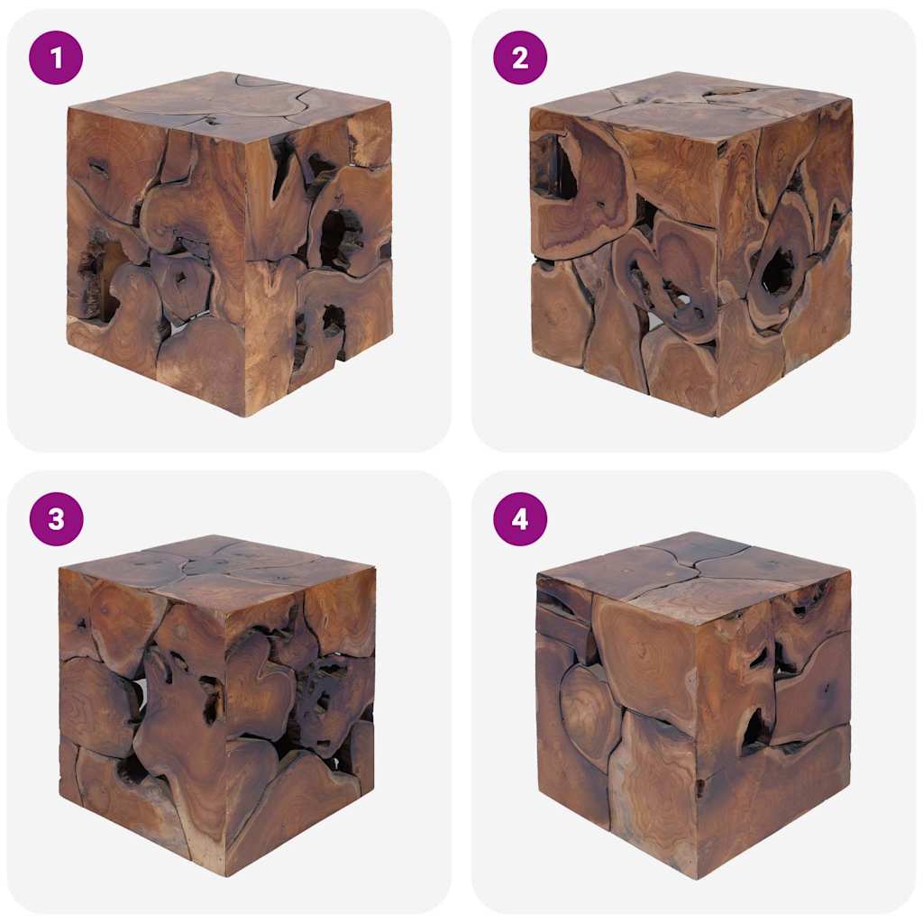 Hocker Braun 40x40x45 cm Massivholz Teak