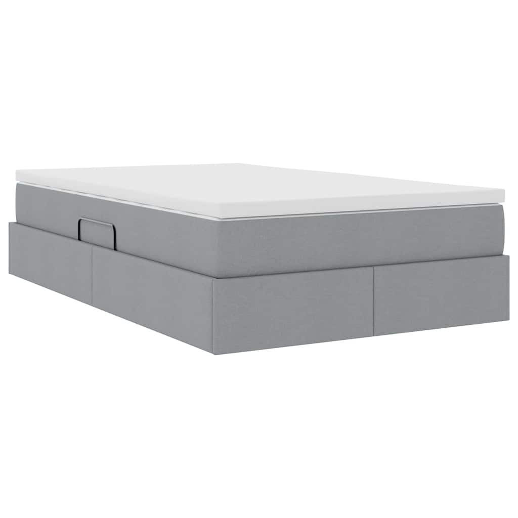 Aufbewahrungsbett mit Matratze Hellgrau 90 x 190 cm Polyester