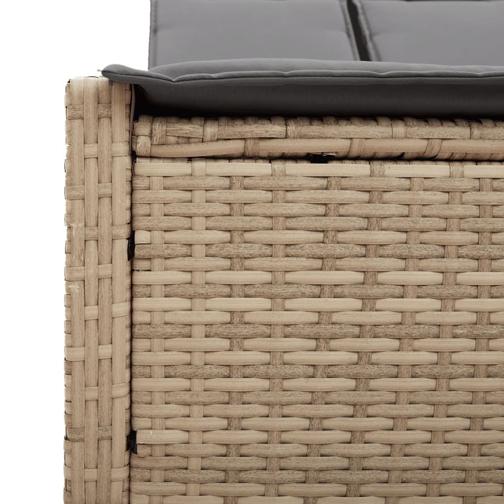 Doppel-Sonnenliege mit Kissen Schwarz Poly Rattan