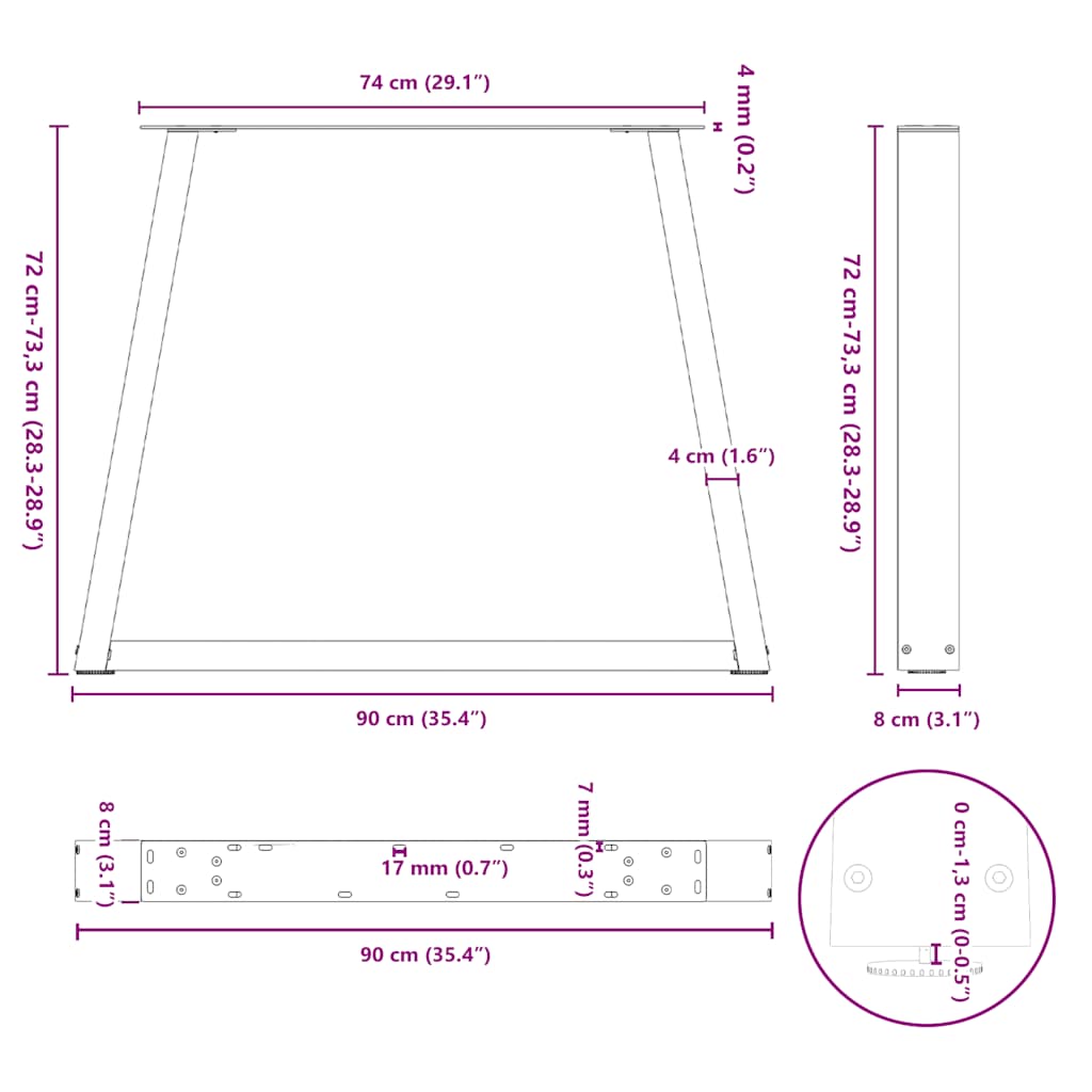 Couchtischbeine V-Form 2 Stück Schwarz 30x(30-31,3) cm Stahl