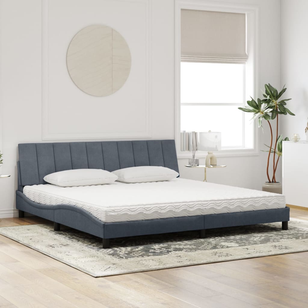 Bett mit Matratze "Hanko" Hellgrau 80x200 cm Samt