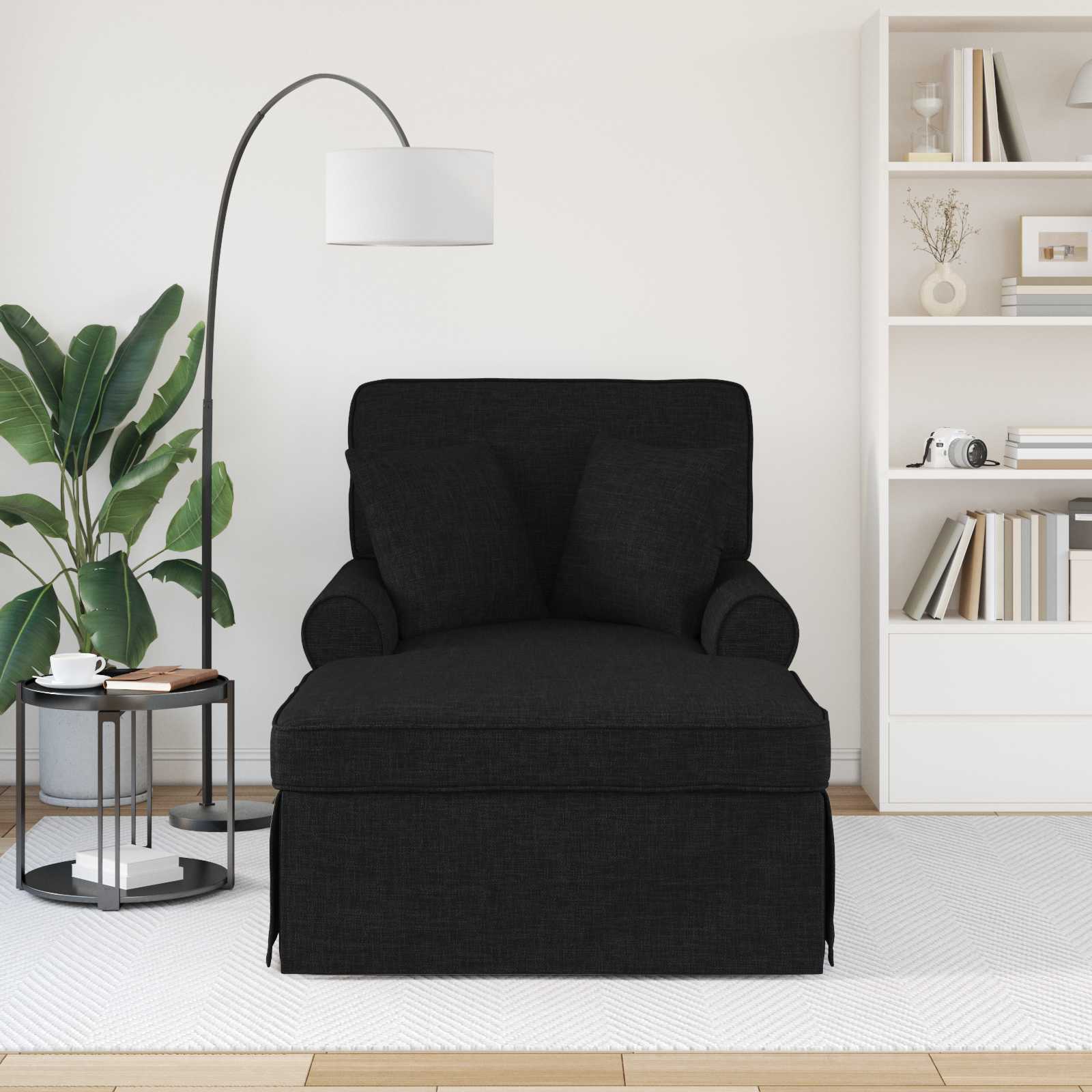 Chaise Lounge mit Rock mit Kissen 3 pcs Hellgrau Stoff