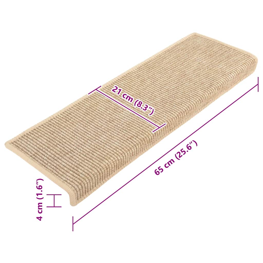 Stufenmatten 15 Stk. 65x21x4 cm Dunkelbeige Rechteckiger Rand