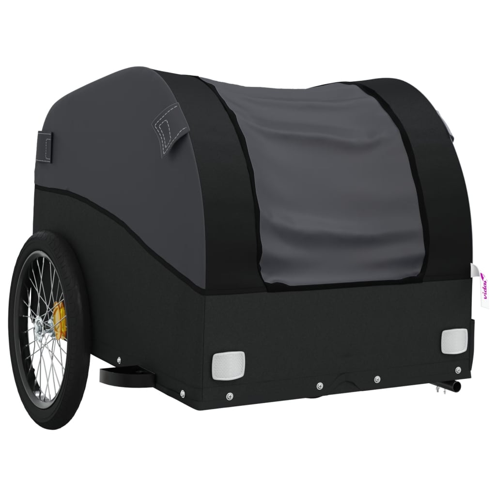 Fahrradanhänger Schwarz und Orange 30 kg Eisen