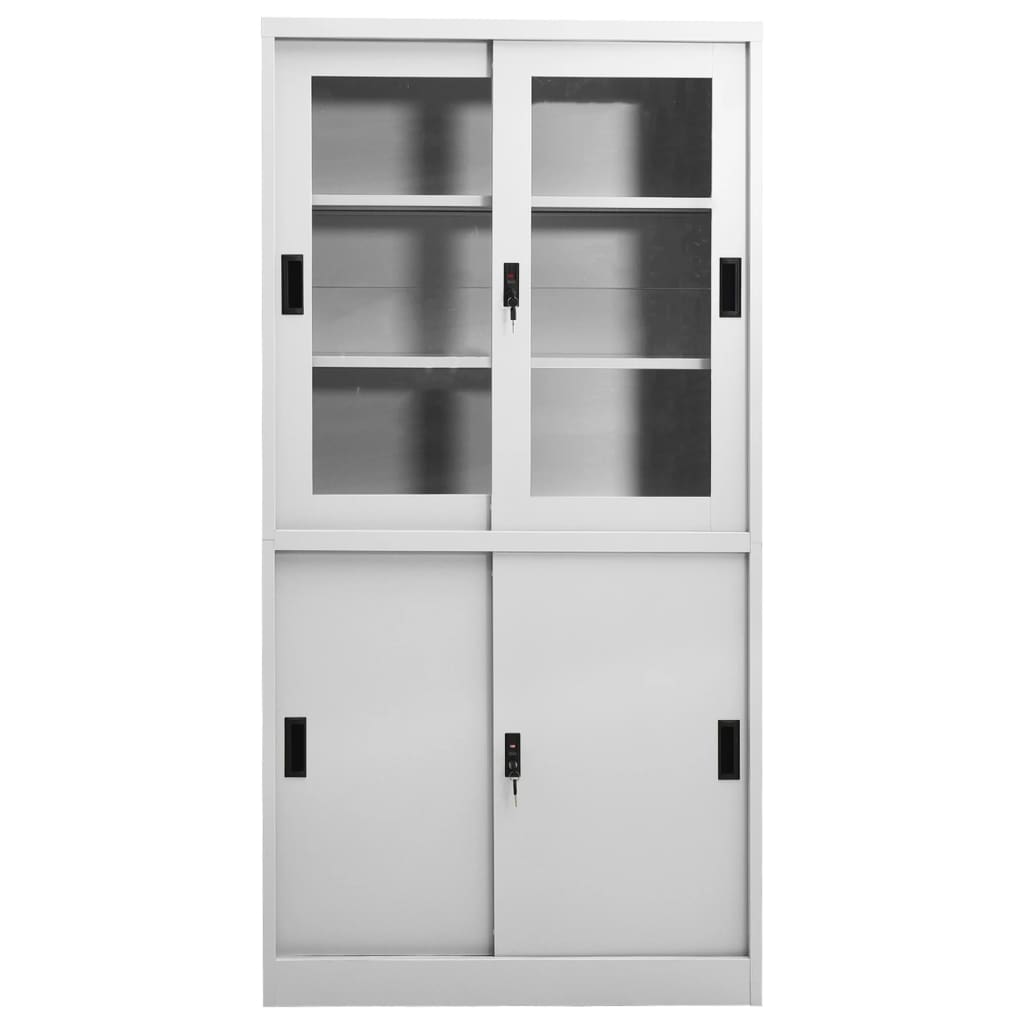 Büroschrank mit Schiebetüren Weiß 90x40x180 cm Stahl