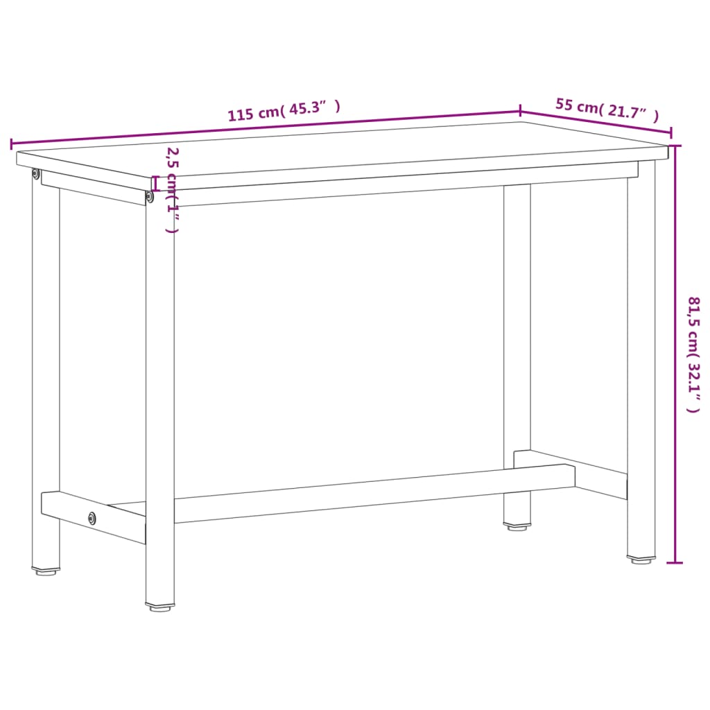 Werkbank 80x55x81,5 cm Massivholz Buche und Metall