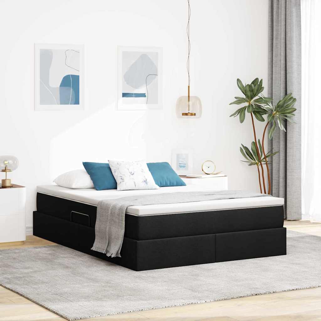 Aufbewahrungsbett mit Matratze Hellgrau 90 x 190 cm Polyester