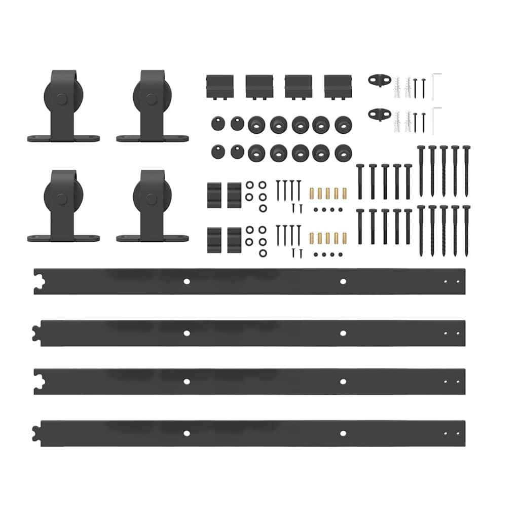 Schiebetürbeschlag-Set 366 cm Stahl Schwarz