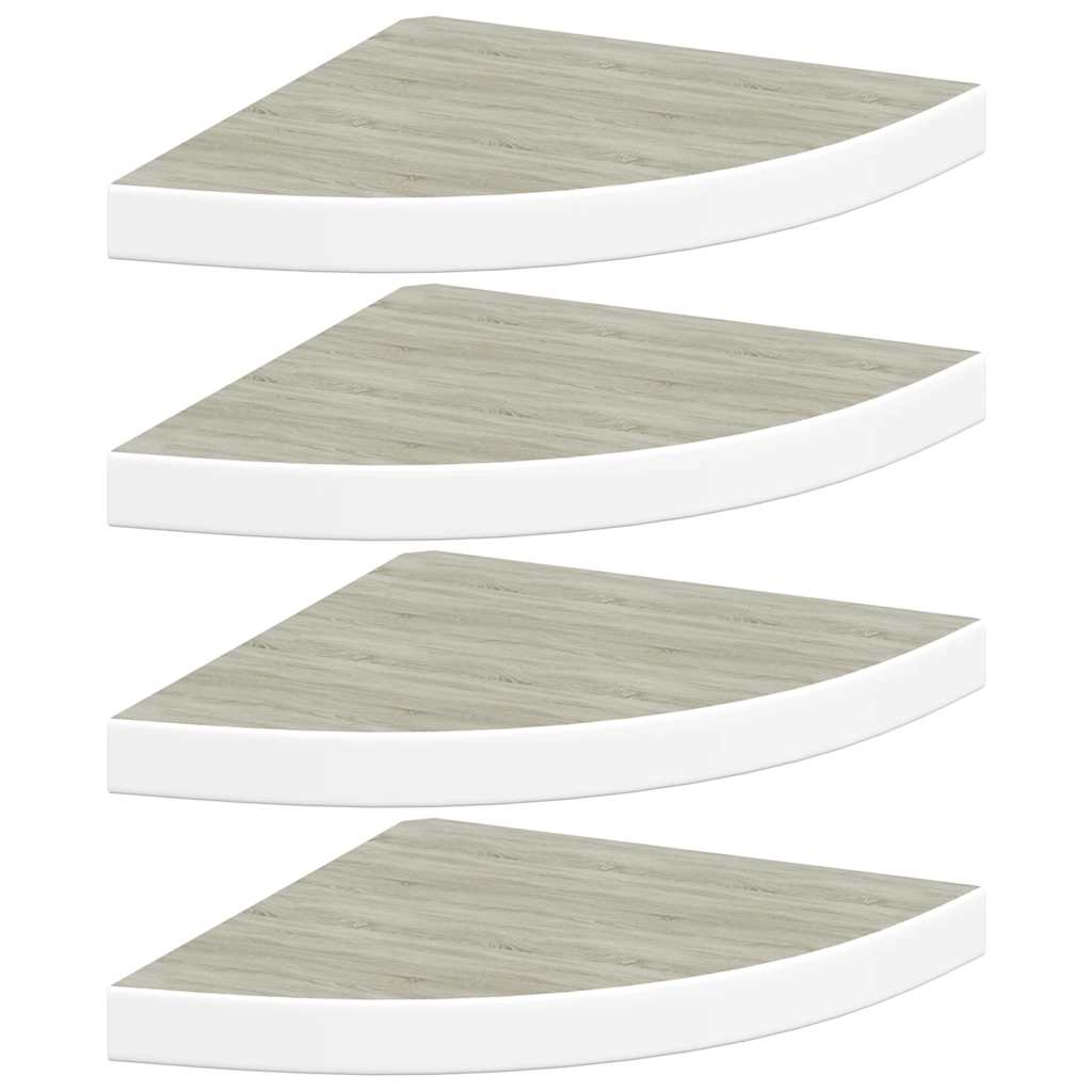 Schwebende Eckregale 2 Stk. Hochglanz-Weiß 25x25x3,8 cm MDF
