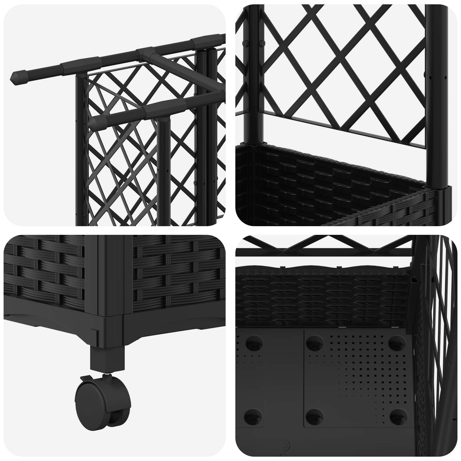 Hochbeet mit Rankgitter und Dach Braun 124 x 40 x 123 cm PP