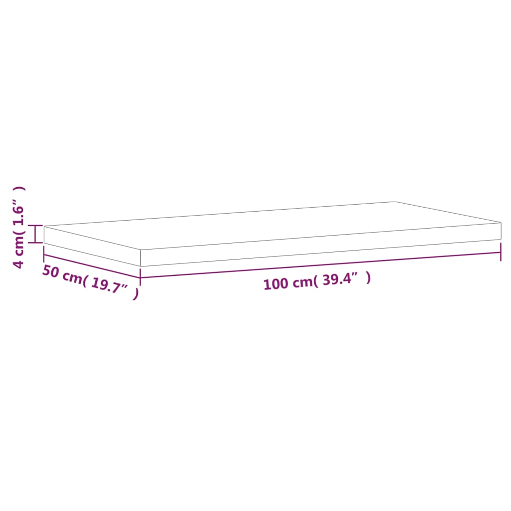 Tischplatte 80x40x1,5 cm Rechteckig Massivholz Buche