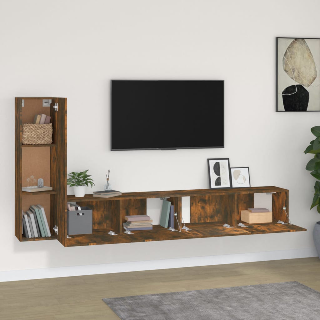 4-tlg. TV-Schrank-Set Weiß Holzwerkstoff