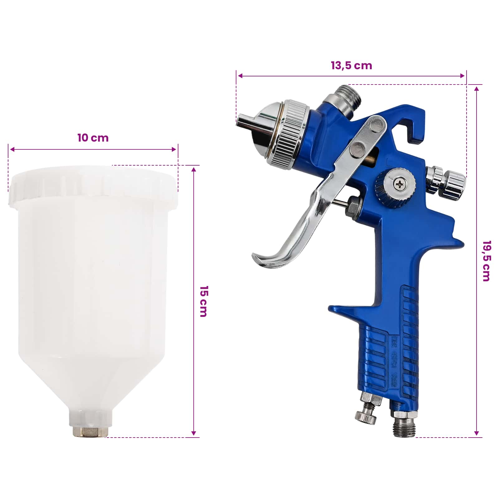 HVLP Farbspritzpistolen-Set mit 600 ml Becher 600 ml Edelstahl