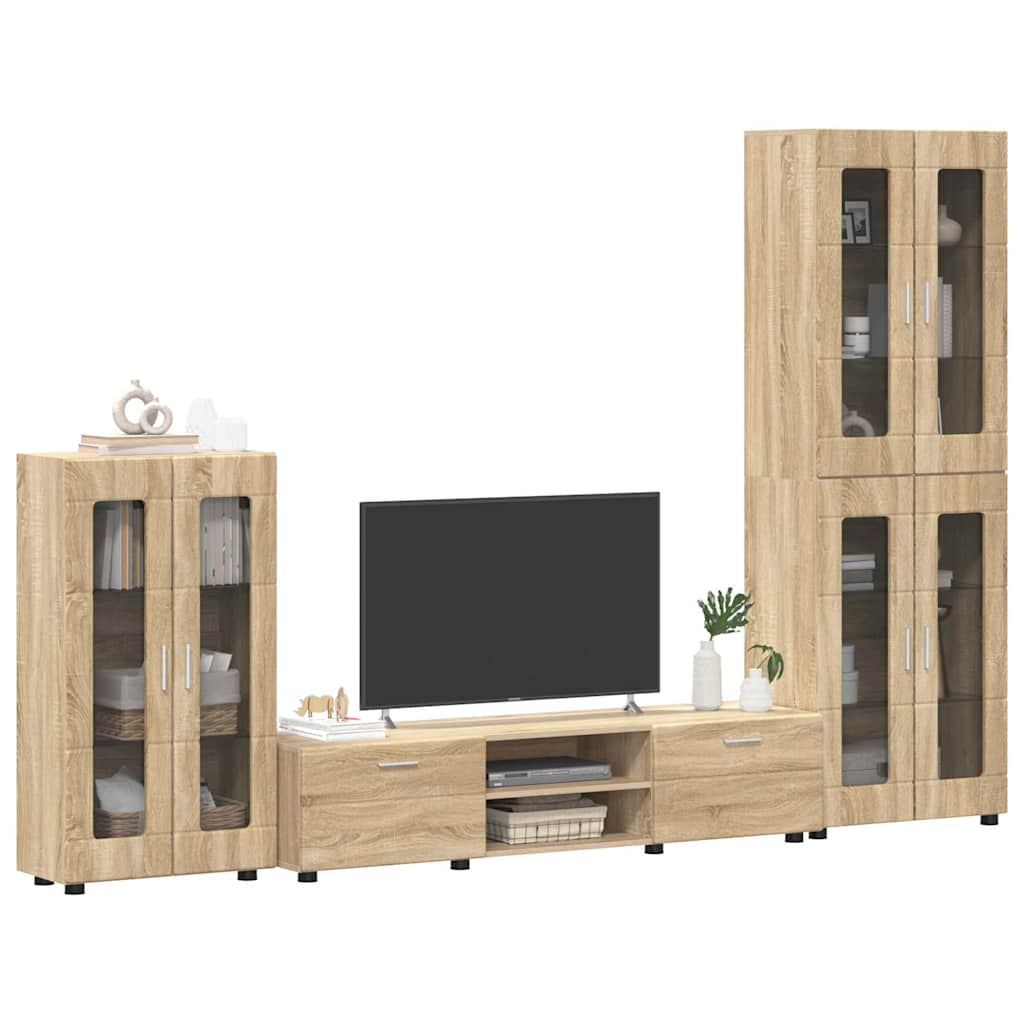 Highboard mit Regal FLORIN Weiß 60 x 35 x 182 cm Holzwerkstoff