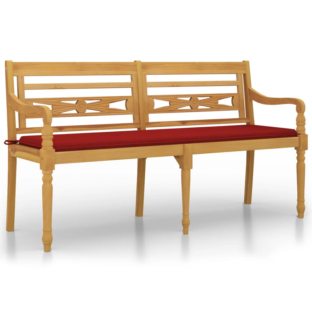 Batavia-Gartenbank mit Anthrazit Kissen 120 cm Teak Massivholz