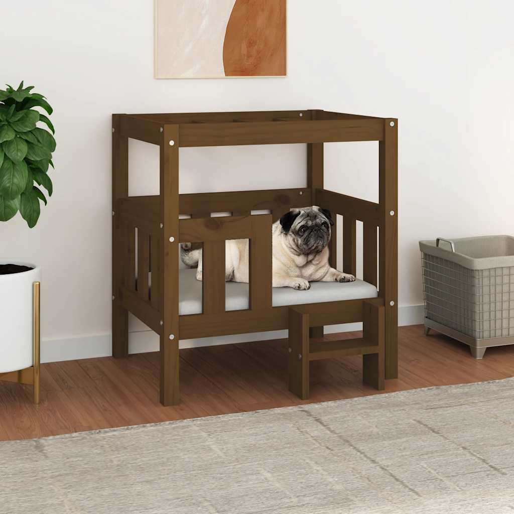 Hundebett Weiß 55,5x53,5x60 cm Massivholz Kiefer