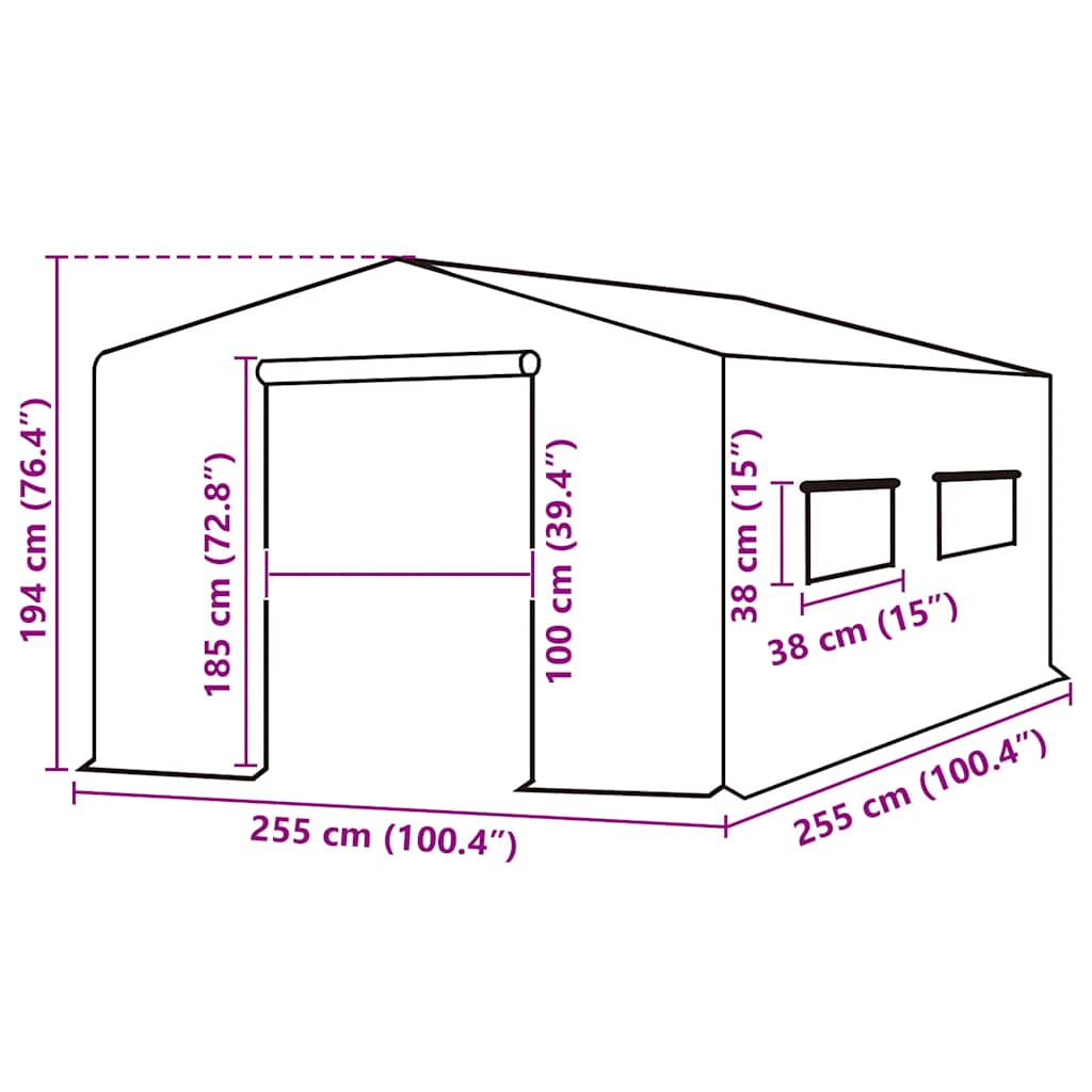 Ersatzabdeckung für Gewächshaus (4,5 m²) 300x150x200 cm Grün