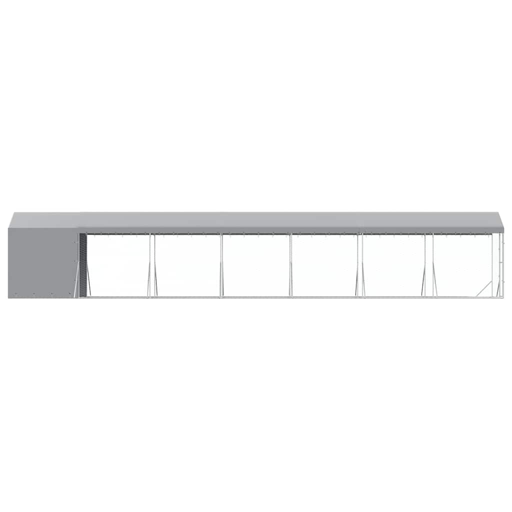 Outdoor-Hundezwinger mit Dach Silbern 2x6x2,5m Verzinkter Stahl