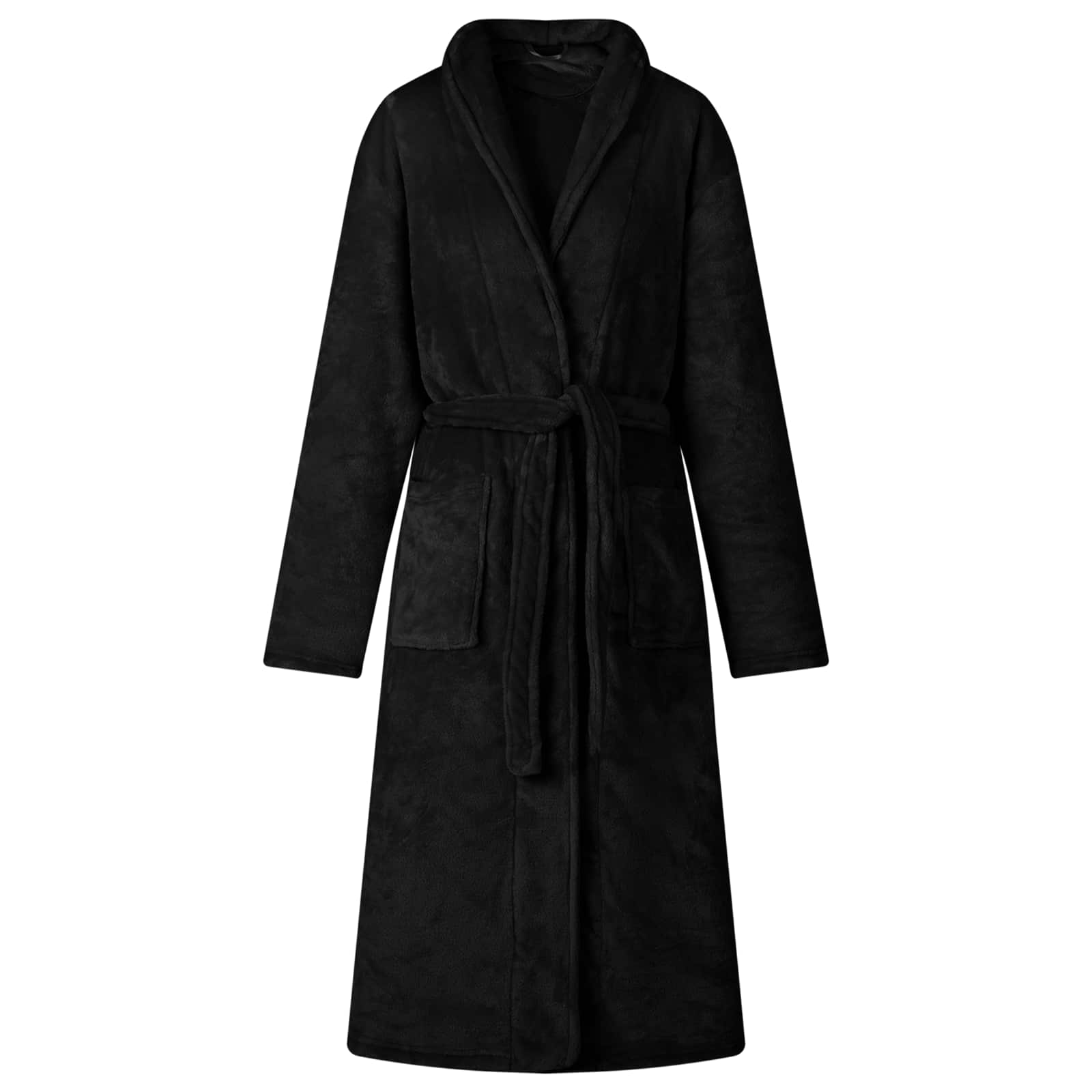 Bademantel ohne Kapuze Beige S Flanell