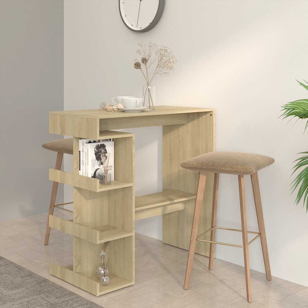 Bartisch mit Regal Weiß 100x50x101,5 cm Holzwerkstoff