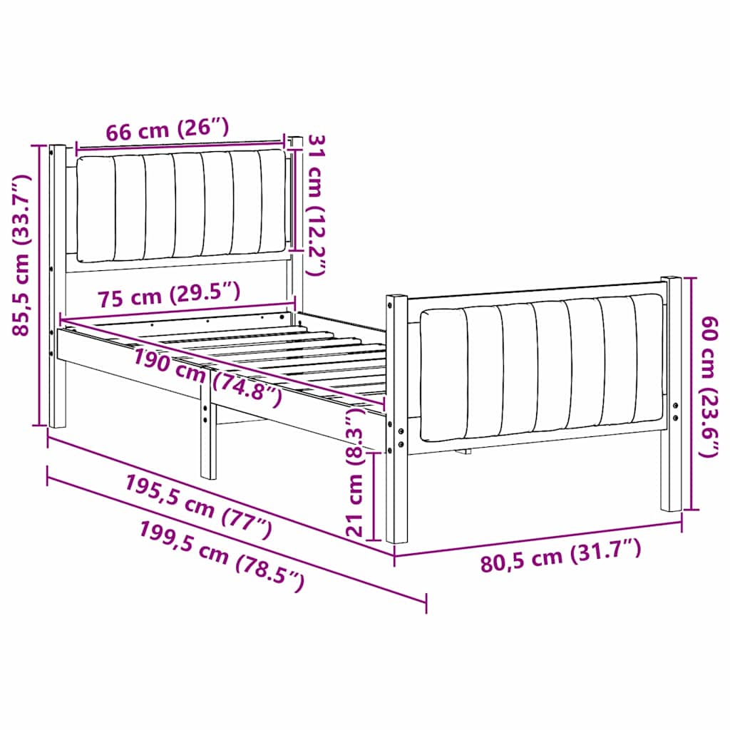 Bettgestell Braun und hellgrau 200 x 200 cm Massivholz Kiefer