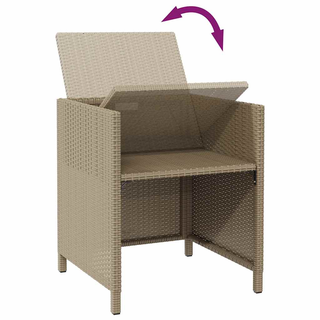 4-tlg. Gartenstuhl und Hocker Set Poly Rattan Schwarz