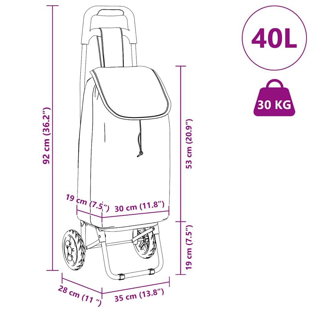 Einkaufswagen Grau 35 x 28 x 92 cm Oxford-stoff