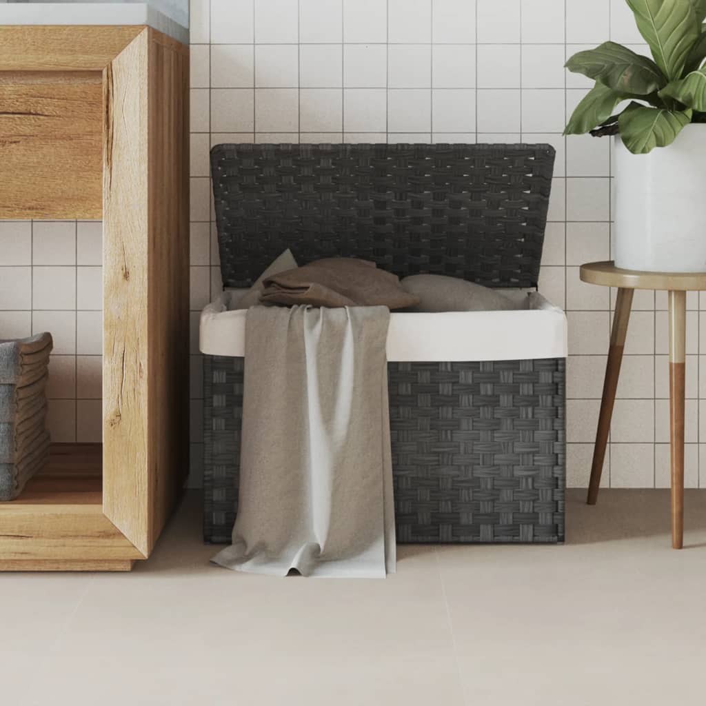Wäschekorb mit Deckel 55,5x35x34 cm Poly Rattan