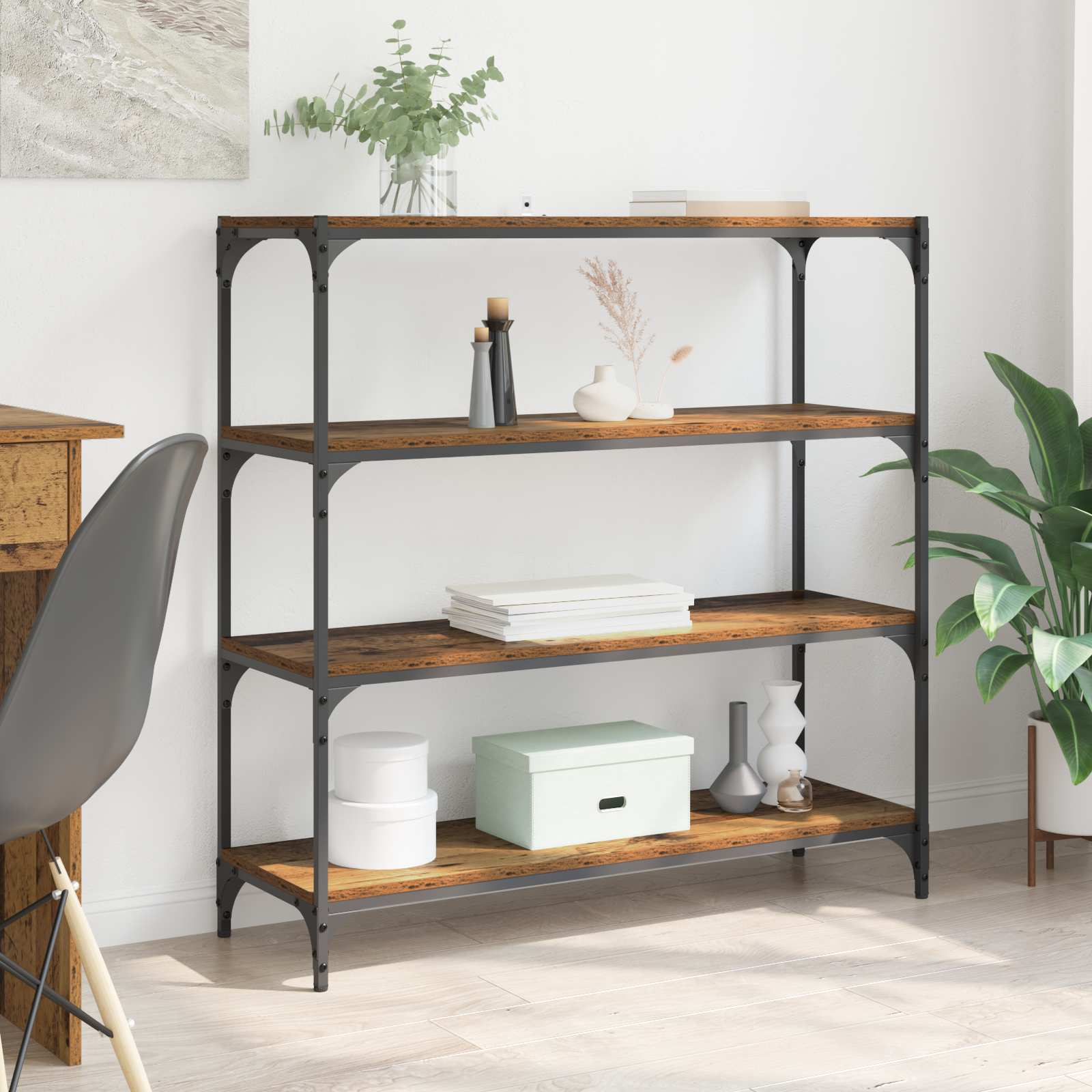 Bücherregal Schwarz 40x33x70,5 cm Holzwerkstoff und Stahl