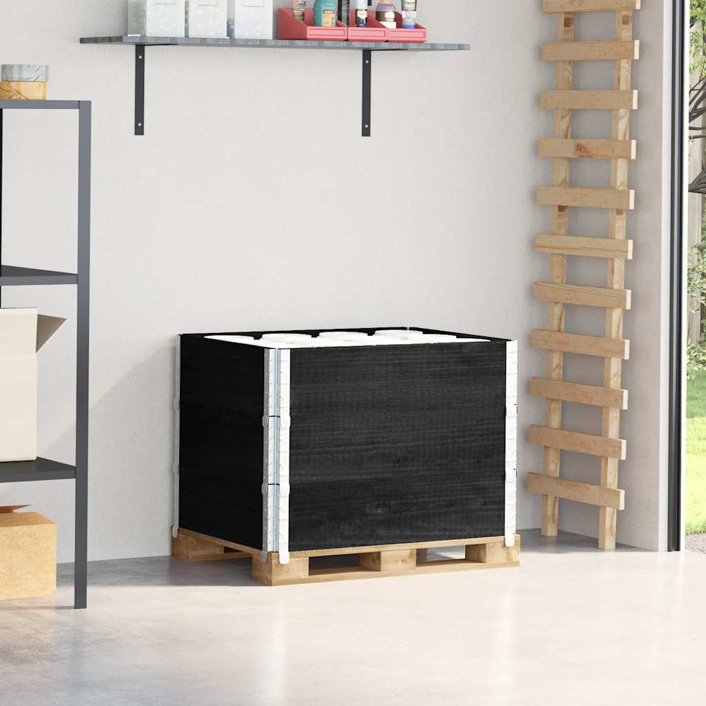 Paletten-Aufsatzrahmen Schwarz 80x60 cm Massivholz Kiefer