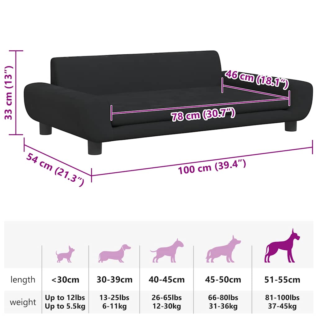 Hundebett Blau 100x54x33 cm Samt