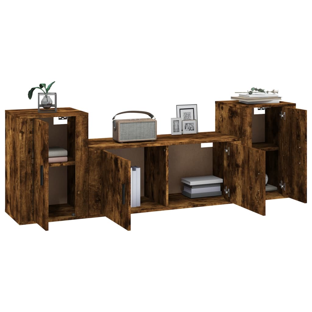3-tlg. TV-Schrank-Set Weiß Holzwerkstoff