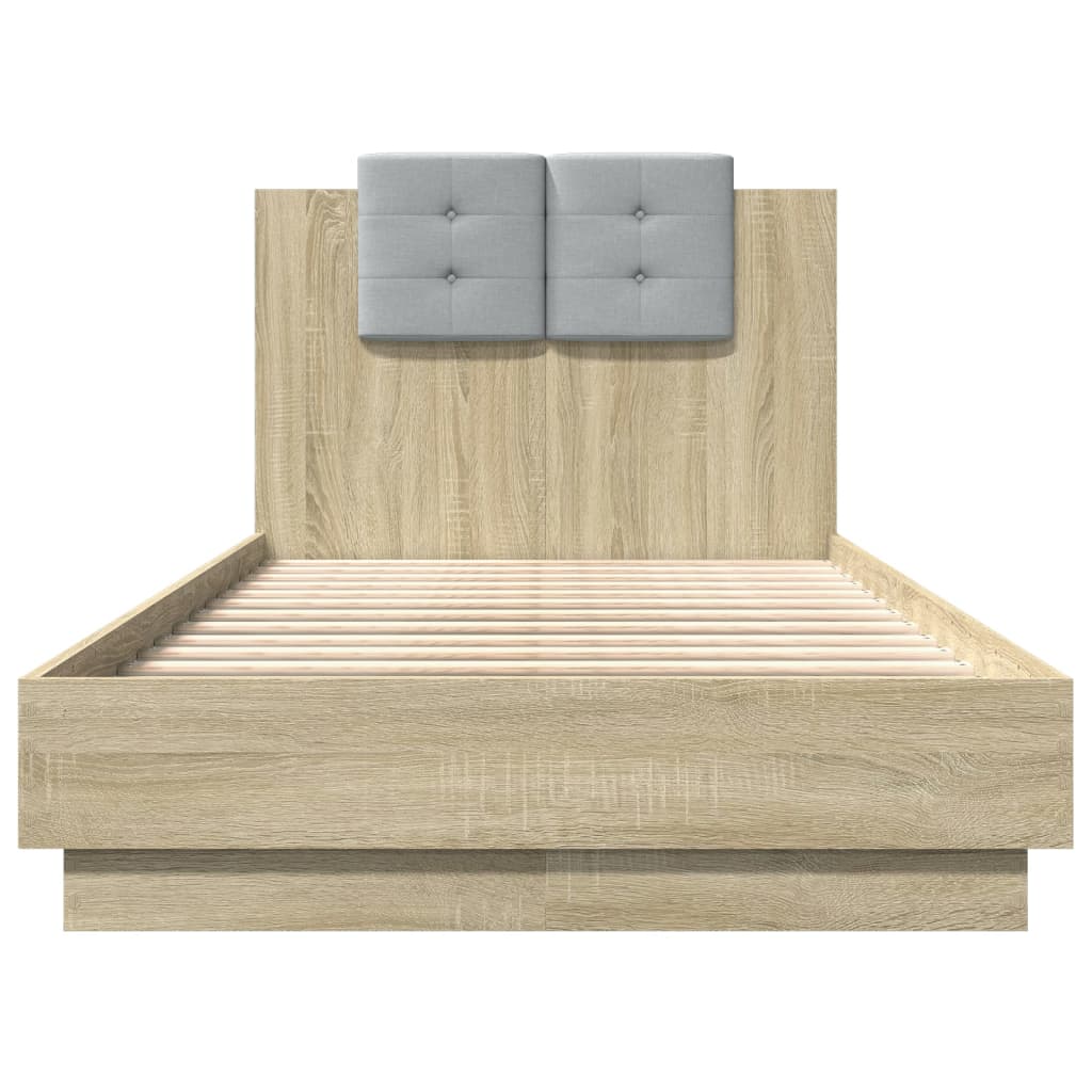 Bettgestell mit Kopfteil Grau Sonoma 180x200 cm Holzwerkstoff