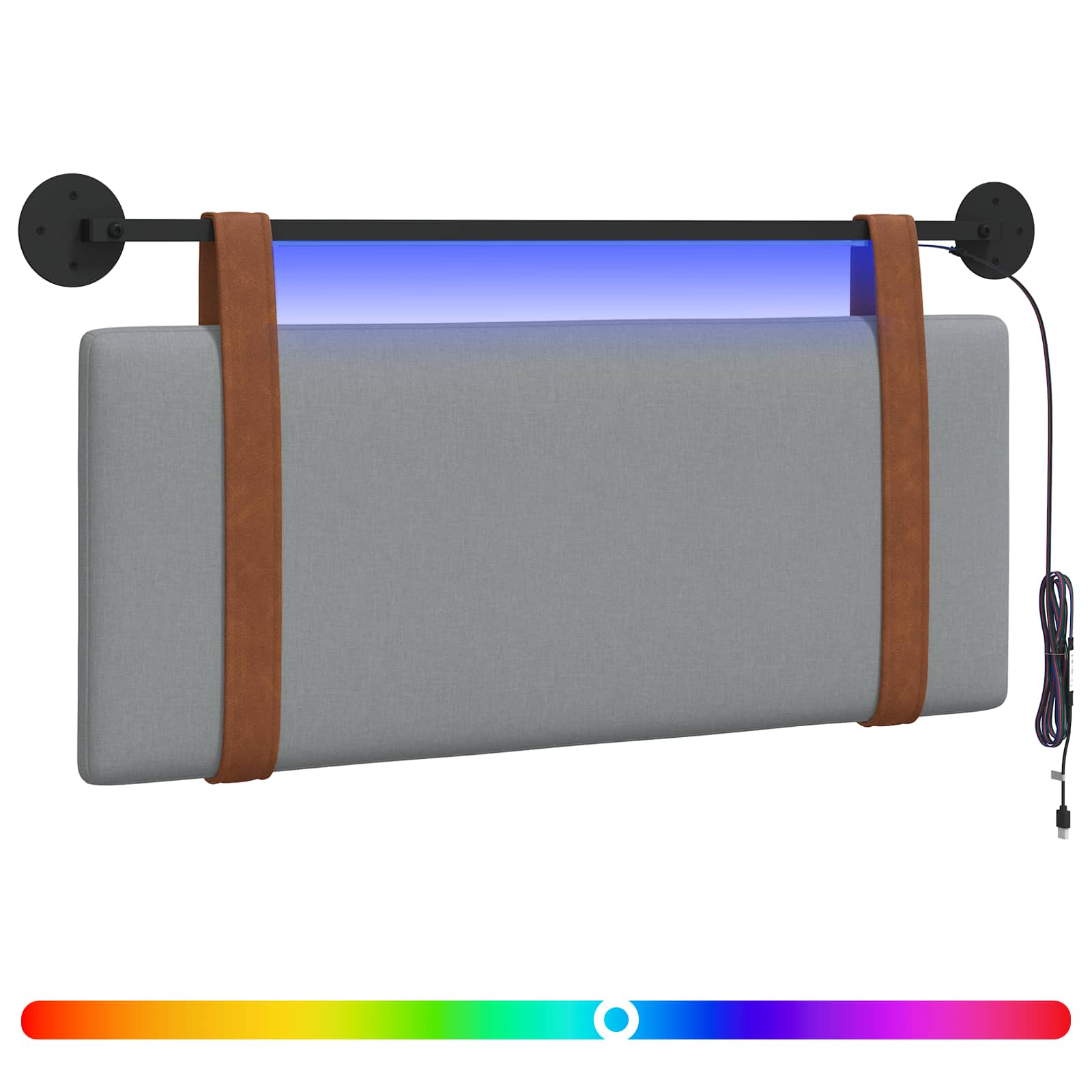Hängendes Kopfteil Mit LED Licht Wolkengrau Antikes PU