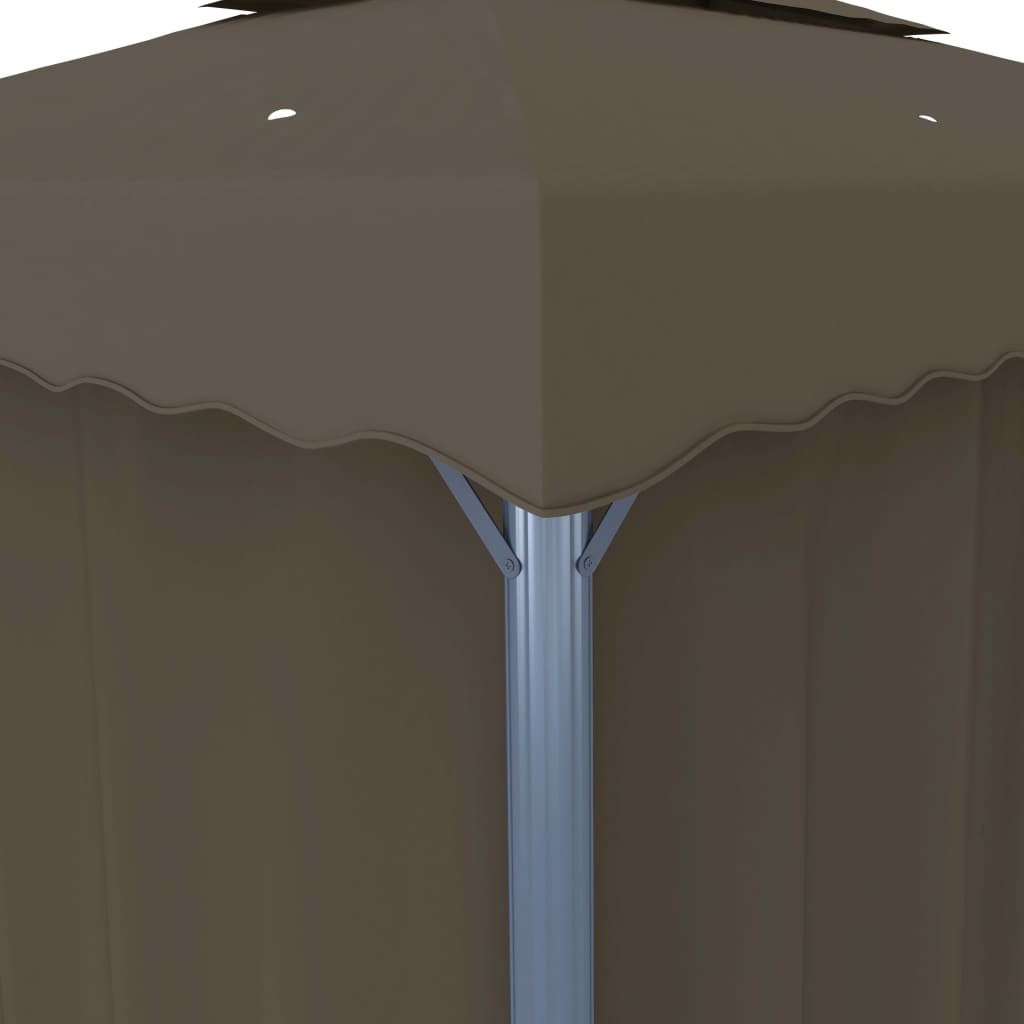 Pavillon mit Vorhängen & LED-Lichterkette 3x3 m Cremeweiß
