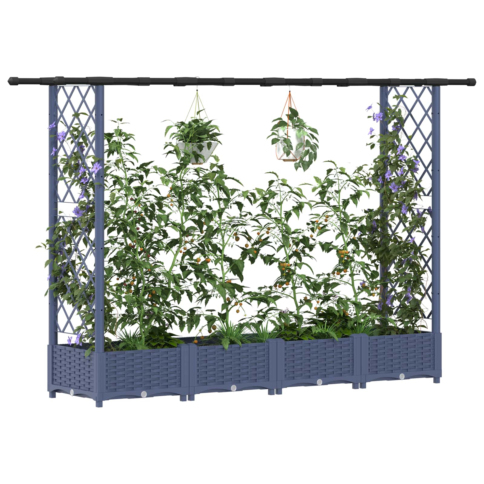 Hochbeet mit Rankgitter und Dach Braun 124 x 40 x 123 cm PP