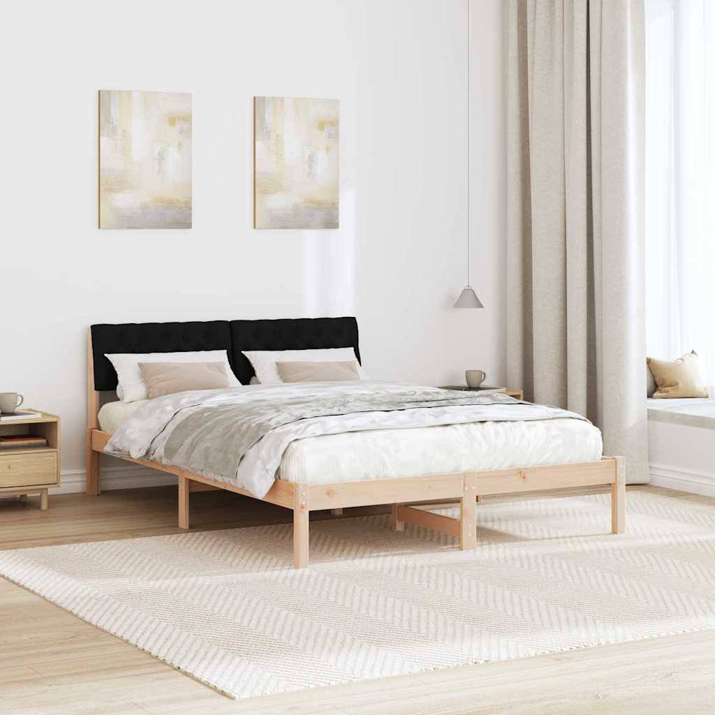 Bettgestell Braun und hellgrau 200 x 200 cm Massivholz Kiefer